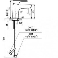 Miscelatore lavabo YUKON in ottone cromato senza sifone