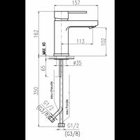 Miscelatore lavabo ZAMBEZE con sifone in ottone cromato