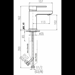 Miscelatore lavabo ZAMBEZE con sifone in ottone cromato