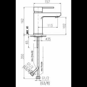 Miscelatore lavabo ZAMBEZE senza sifone in cromo