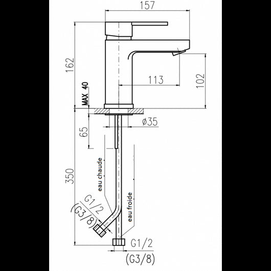 Miscelatore lavabo ZAMBEZE senza sifone in cromo