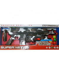 Mitragliatrice Pistola Fucile Cartucce Militare Mimetica Gioco Guerra Bambini         