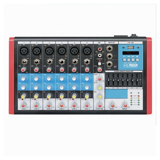 Mixer Audio 8 Canali Equalizzatore 4mic Xlr Phantom +48v Usb Mp3 Display Maxtech Mix-8ch         