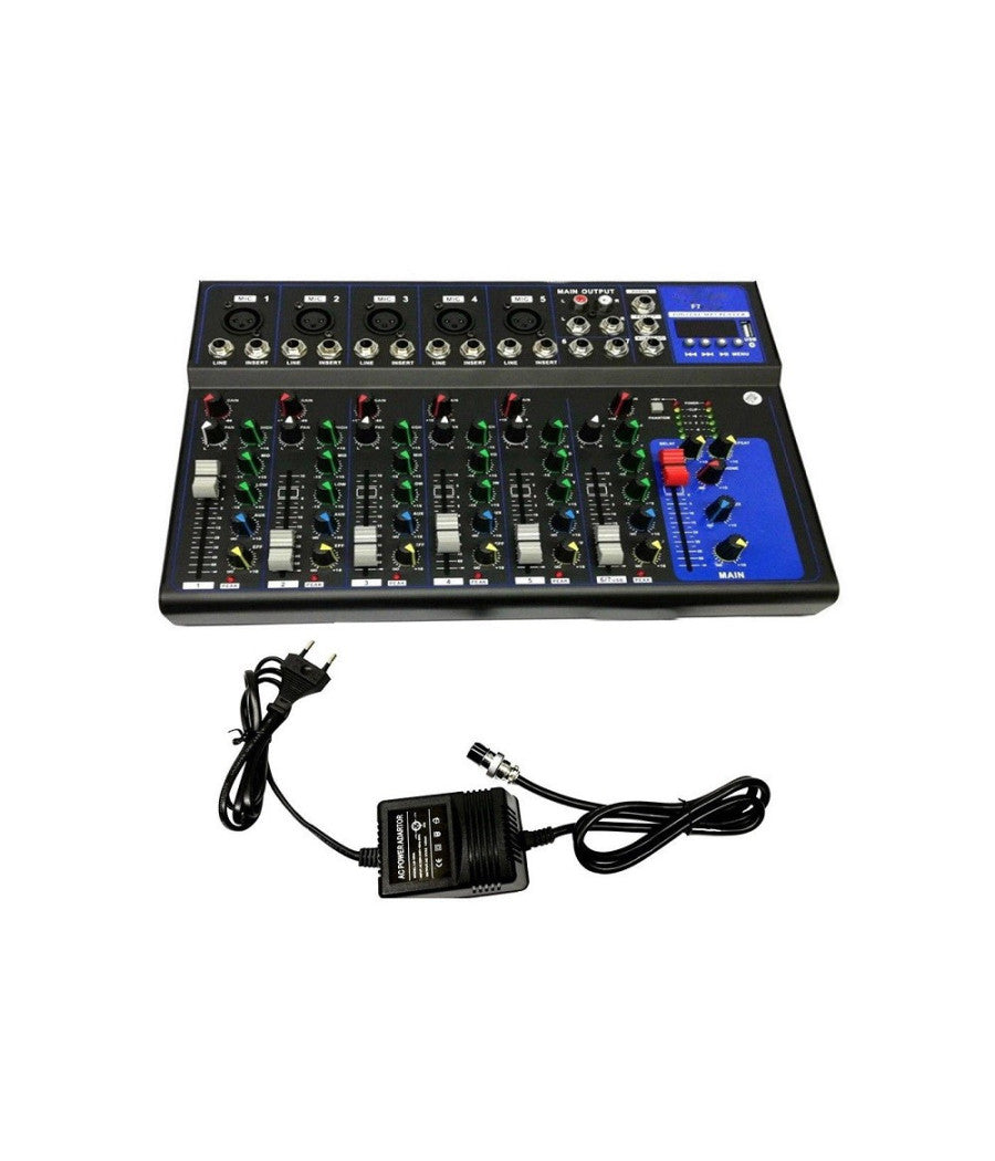 Mixer Audio Professionale 7 Canali Usb Con Echo-delay Dj Karaoke Pianobar         