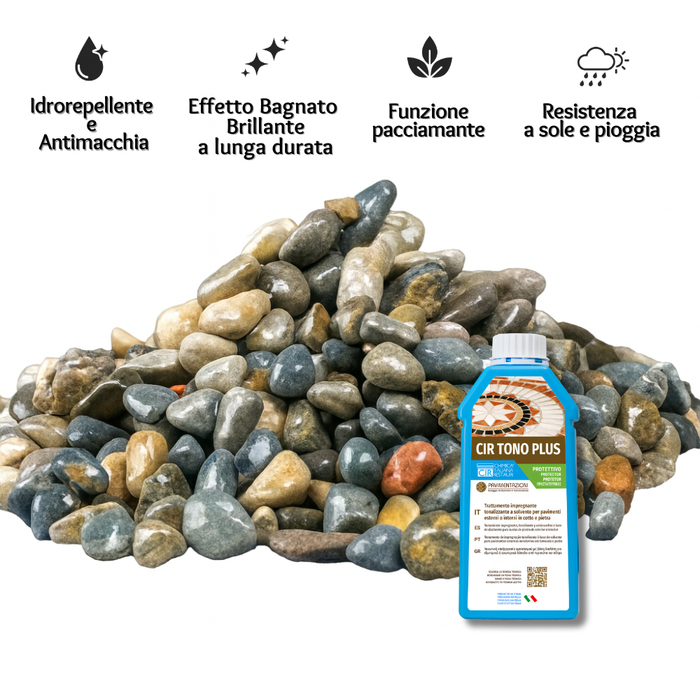 Kit ciottoli grigio ghedi e cir tono plus effetto bagnato *** misura 20/30, formato 5 kg + 1 l, confezione 1