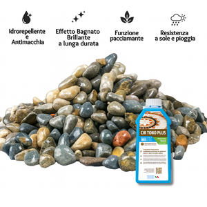 Kit ciottoli grigio ghedi e cir tono plus effetto bagnato *** misura 20/30, formato 25 kg + 1 l, confezione 1