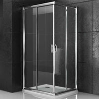 Cabina doccia angolare con ante scorrevoli in cristallo temprato 6 mm cromato *** misure 87-90x87-90xh190 cm, confezi...