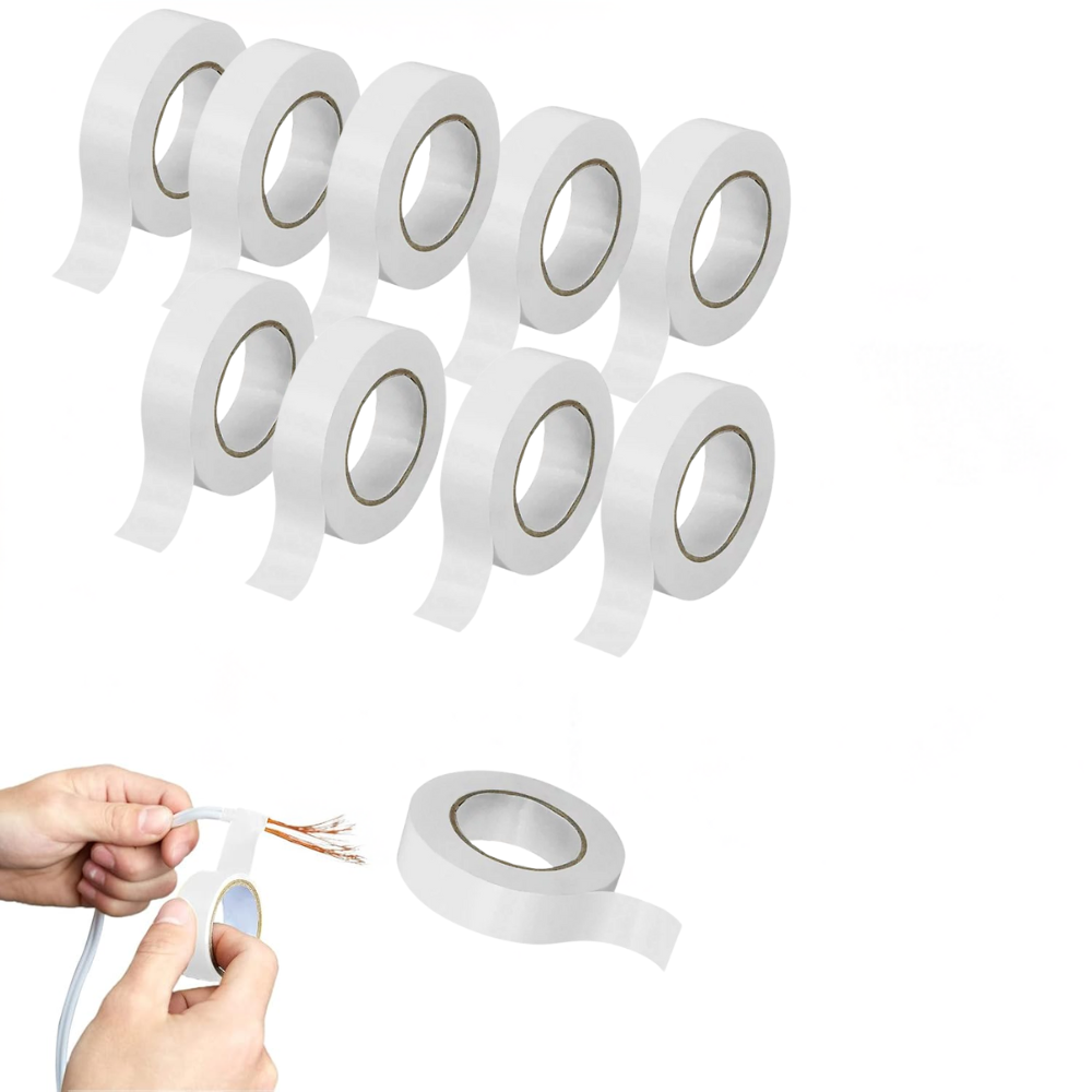 Kit nastro isolante in pvc autoestinguente multicolore per impianti sicuri *** colore bianco, dimensioni 25 mm x 25 m...