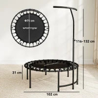 Trampolino fitness, con impugnatura regolabile su 5 livelli, Nero