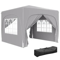 Gazebo da Giardino 3x3m Pieghevole con Altezza Regolabile, Protezione UPF50+ e Borsa, Grigio Chiaro