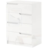 Cassettiera 4 Cassetti Moderna e Minimal in Legno, 60x40x85 cm, Bianco Lucido