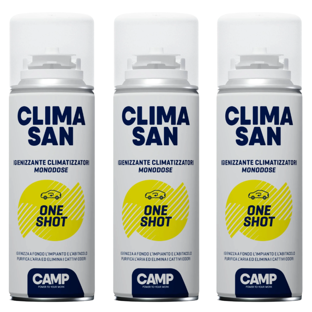 Igienizzante monodose climasan one shot spray per climatizzatori abitacoli auto camper 200ml 3 pezzi