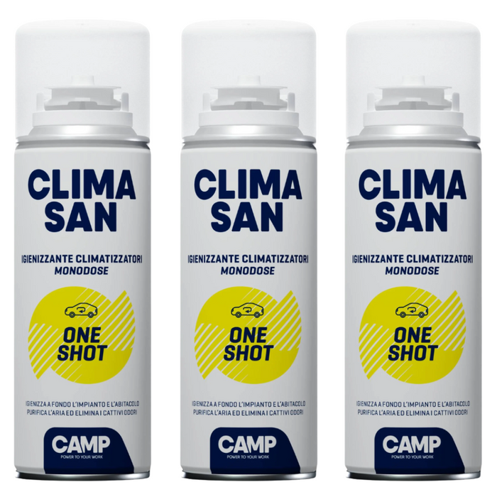 Igienizzante monodose climasan one shot spray per climatizzatori abitacoli auto camper 200ml 3 pezzi