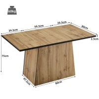 Tavolo da pranzo moderno con venature del legno, per 4-6 persone, 138,5x80x75 cm, Marrone chiaro