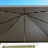 Gazebo da Giardino Estensibile con Ruote e Copertura in Poliestere UPF30+,  3x3 m/3x5.6 m, Grigio