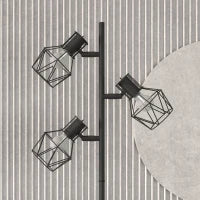 Lampada da Terra 40W con 3 Luci Regolabili e Interruttore a Manopola, in Metallo, 41x28x169 cm, Nero