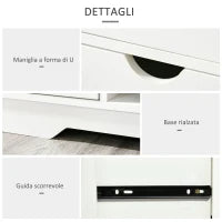 Scarpiera Salvaspazio, Panca Scarpiera in Legno, Mobile Scarpiera da Ingresso, Bianca, 80.5x30.5x43.5cm