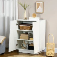 Mobiletto Multiuso in Truciolato Bianco a 3 Livelli con Ripiano Regolabile su 3 Livelli, 70x40x88 cm