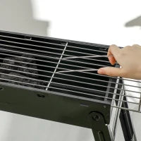 Barbecue a Carbonella Portatile con Gambe Pieghevoli e Vassoio Estraibile, 74x20x38cm, Nero