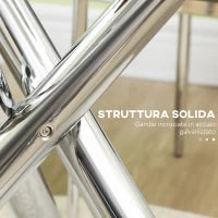 Tavolo da Pranzo Rotondo per 2-4 Persone in Vetro e Gambe in Acciaio, Ø80x74cm