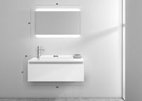Composizione Mobile Bagno Sospesa 100cm Con Cassetto, Specchio a LED Integrato - Ossido