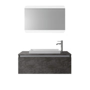 Composizione Mobile Bagno Sospesa 100cm Con Cassetto, Specchio a LED Integrato - Ossido