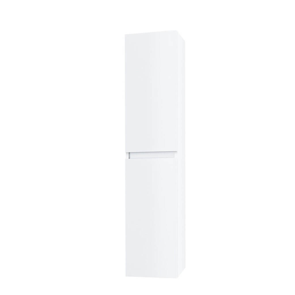 Mobile Bagno Sospeso100cm Con 1 Cassetto, Vano a Giorno, Pensile Colonna, Specchio e Lampada - Laccato Bianco Opaco