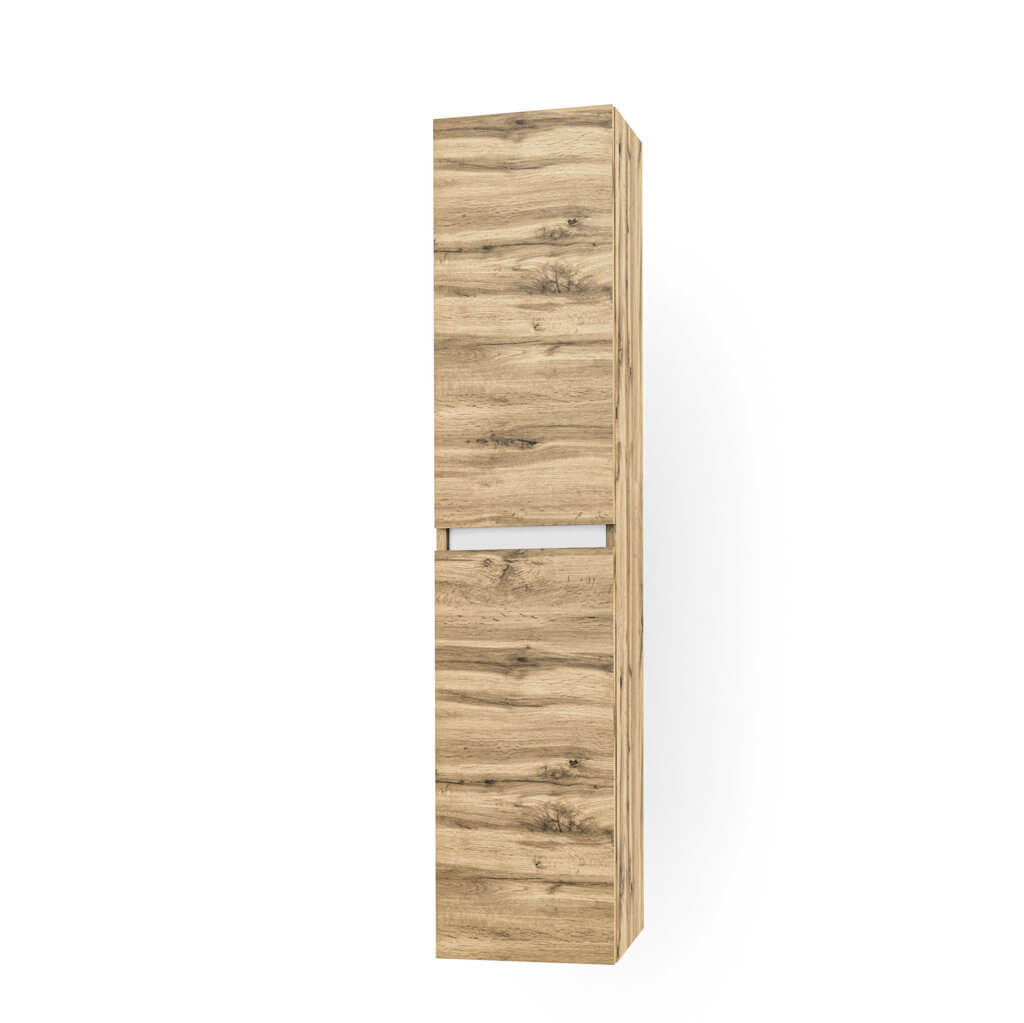 Mobile Bagno Sospeso100cm Con 1 Cassetto, Vano a Giorno, Pensile Colonna, Specchio e Lampada - Rovere Miele