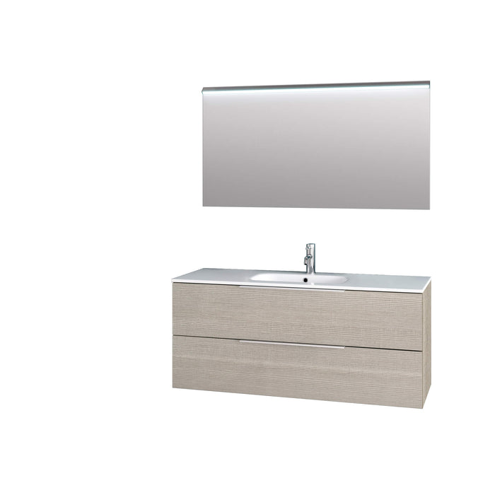 Composizione Bagno 120cm Sospesa Con Due Cassetti E Specchio Con Led Integrato - Yuta