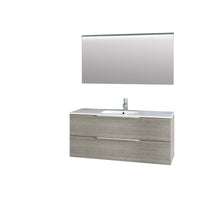 Composizione Bagno 120cm Sospesa Con Due Cassetti E Specchio Con Led Integrato - Grigio Londra