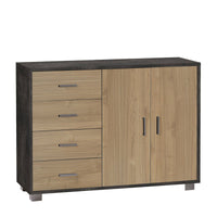 Mobile 2 Ante 4 Cassetti Kit Ossido Nero cm 116x41x86h - Sarmog