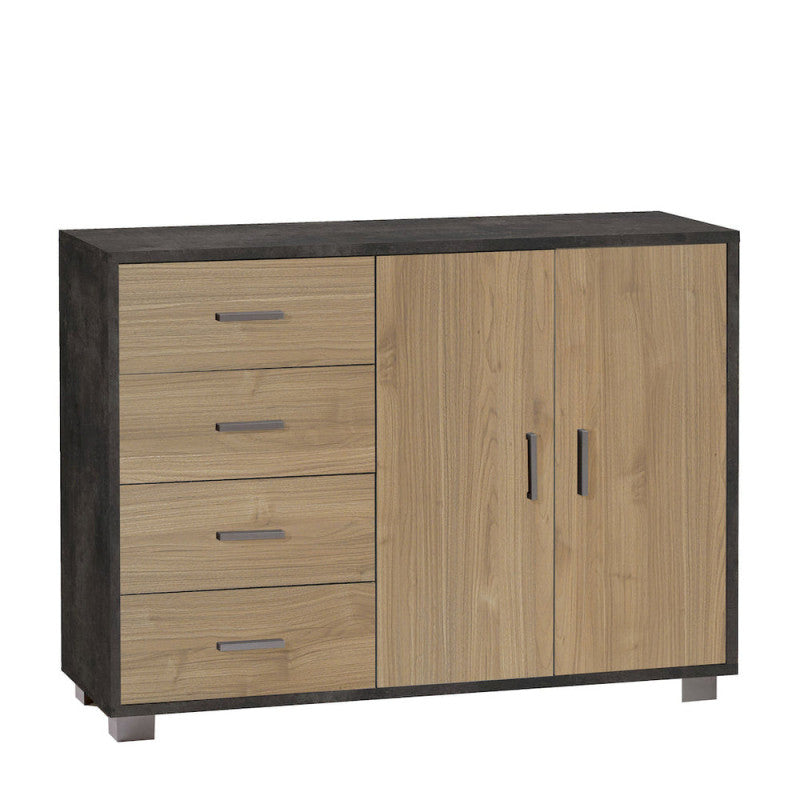 Mobile 2 Ante 4 Cassetti Kit Ossido Nero cm 116x41x86h - Sarmog