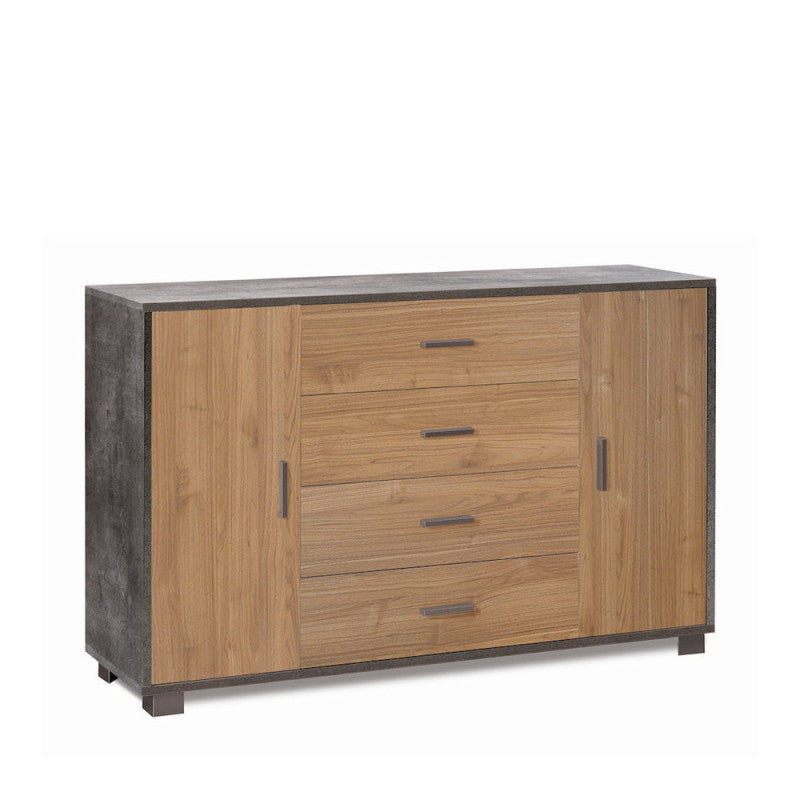 Mobile 2 Ante 4 Cassetti Kit Ossido Nero cm 136x41x86h - Sarmog