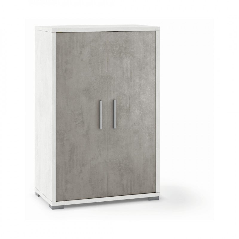 Mobile 2 Ante 71L x 41P x h110 – Finitura Bianco Opaco e Cemento – Sarmog