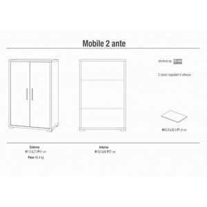 Mobile 2 Ante 71L x 41P x h110 – Finitura Legno Noce e Nero Opaco – Sarmog