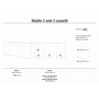 Mobile 3 Ante 3 Cassetti 164L x 41P x h92 – Finitura Nero Opaco e Bianco Opaco – Sarmog