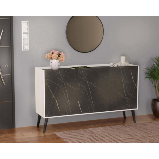 MOBILE 3 ANTE BIANCO LUCIDO E ANTRACITE EFFETTO MARMO