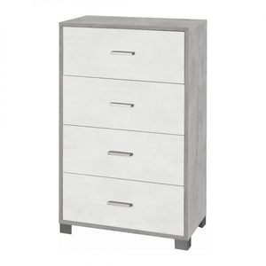 Mobile 4 Cassetti 70L x 41P x h112 – Finitura Cemento e Bianco Opaco – Sarmog