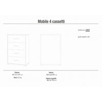 Mobile 4 Cassetti 71L x 41P x h110 – Finitura Bianco Opaco – Sarmog