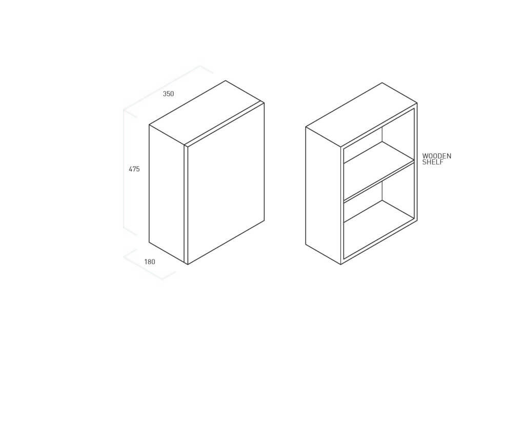 Mobile Bagno 70cm Sospeso Cassetto, Colonna Pensile, Vano a Giorno, Specchio E Lampada - Laccato Bianco Opaco + Cemento