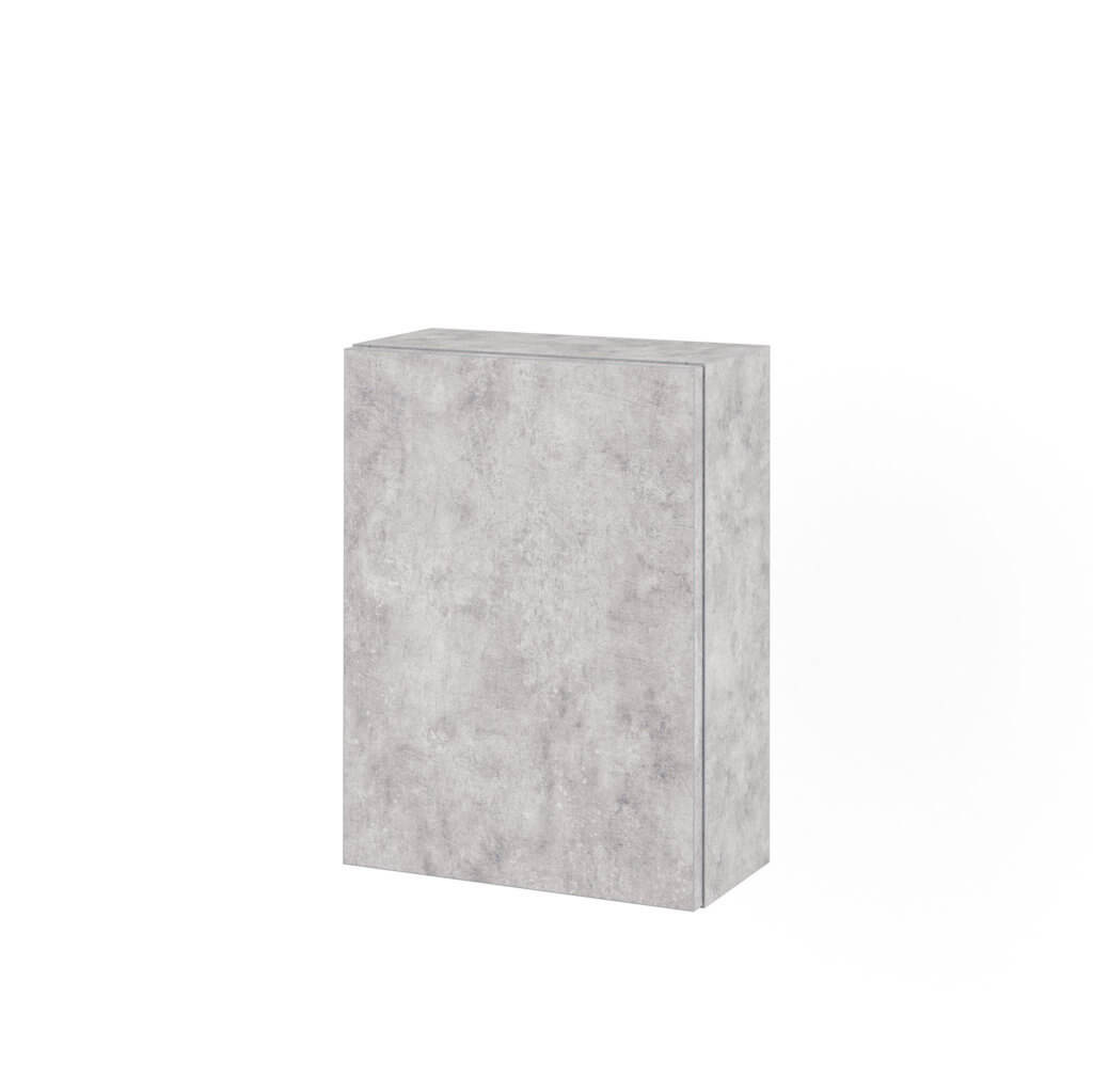 Mobile Bagno 70cm Sospeso Cassetto, Colonna Pensile, Vano a Giorno, Specchio E Lampada - Laccato Bianco Opaco + Cemento