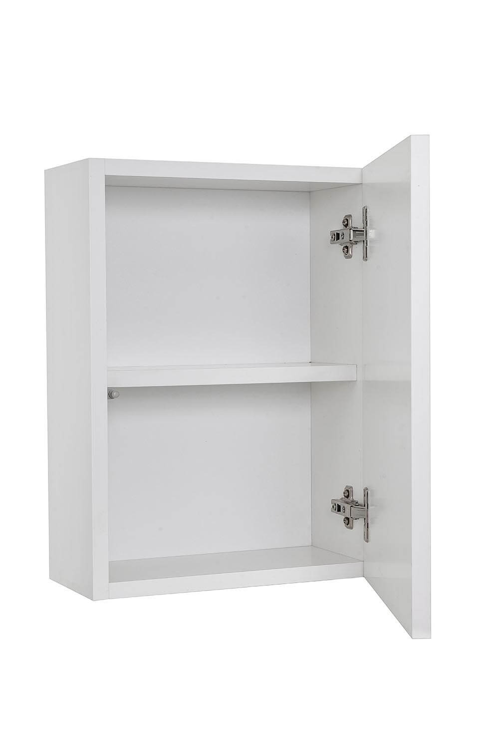 Mobile Bagno 70cm Sospeso Cassetto, Colonna Pensile, Vano a Giorno, Specchio E Lampada - Laccato Bianco Opaco + Cemento