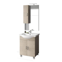 Mobile Bagno 60cm a Terra Con Due Ante, Specchio con Pensile e Lampada - Sherwood