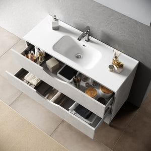 Mobile Bagno 80cm a Terra Effetto Pietra Con Tre Cassetti Specchio e Lampada - Avana Effetto Pietra