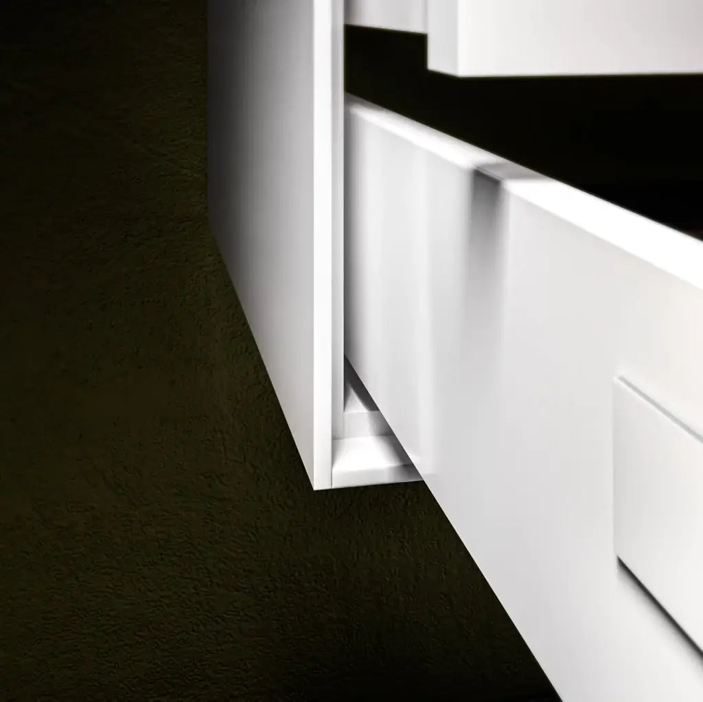 Mobile Bagno 120cm Sospeso Due Cassetti Lavabo Doppia Vasca e Specchio Con Lampada - Rovere Cenere