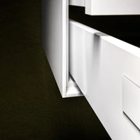 Composizione Mobile Bagno 100cm Sospeso Due Cassetti e Specchio Con Lampada - Rovere Cenere