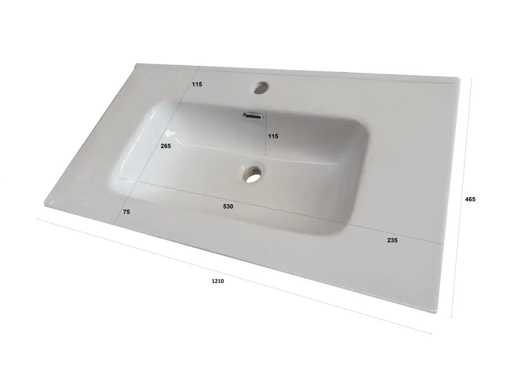 Mobile Bagno 120cm Sospeso Due Cassetti e Specchio Con Lampada - Blu Effetto Pietra