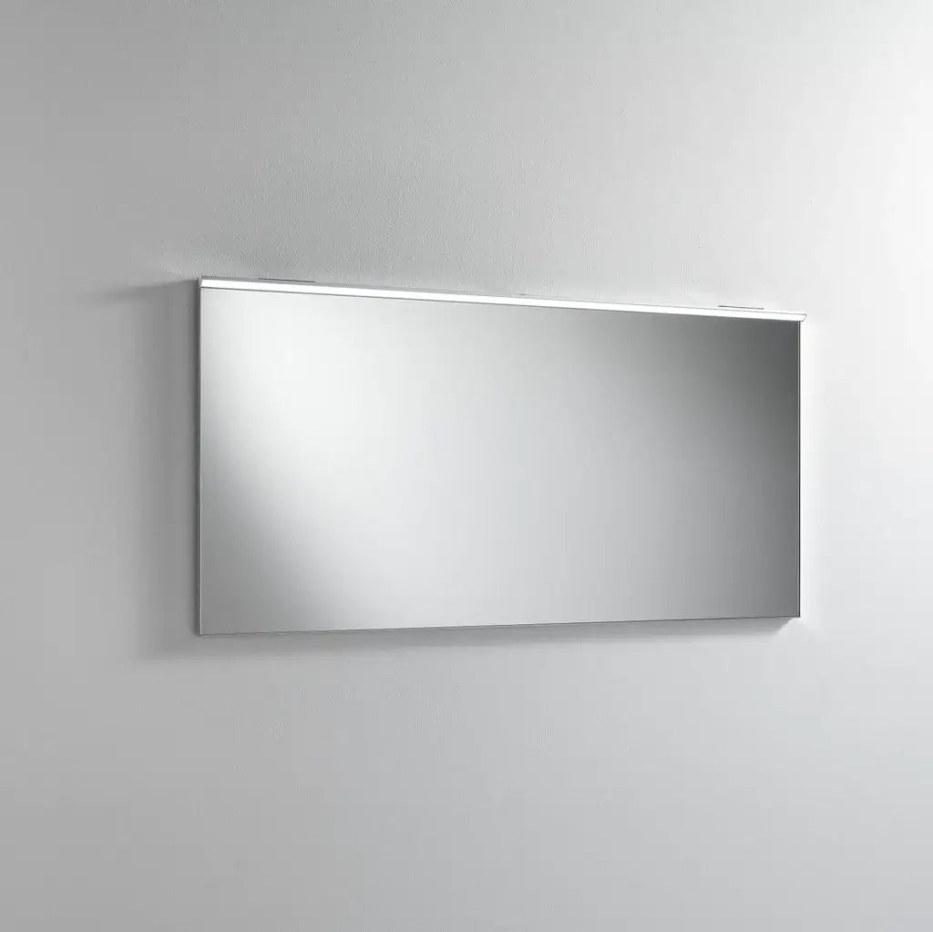 Composizione Bagno 120cm Sospesa Con Due Cassetti E Specchio Con Led Integrato - Rovere Cenere