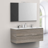 Mobile bagno 120cm sospeso con doppio lavabo legno rovere