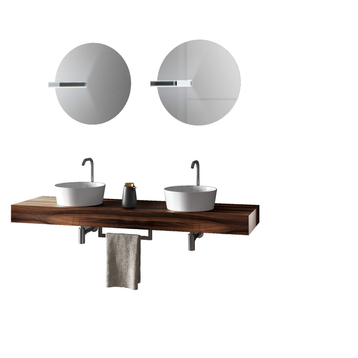 Mobile Bagno Sospeso 165cm Con Doppio Lavabo Doppio Specchio e Lampada - Noce
